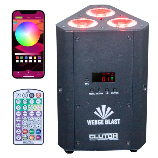 WEDGE BLAST Triangular LED Uplight Black 6-Pack with Case Package