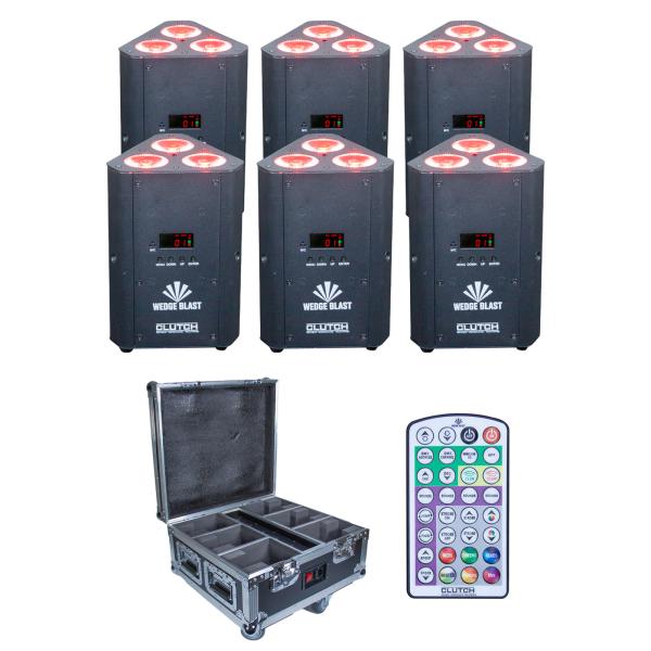 WEDGE BLAST Triangular LED Uplight Black 6-Pack with Case Package